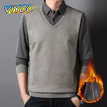 Мужская осенне-зимняя одежда Плюс бархатные рубашки поло Футболки с длинным рукавом для мужчин Уличная одежда Деловые топы Блузки Нижние рубашки XL зелёный