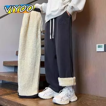 Мужская осенне-зимняя одежда Повседневные брюки Плюс Плотные бархатные брюки Спортивные мешковатые широкие брюки Брюки для мужчин Спортивные брюки M чёрный