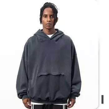 Мужская осенне-зимняя однотонная толстовка с капюшоном, винтажная модная толстовка с капюшоном S