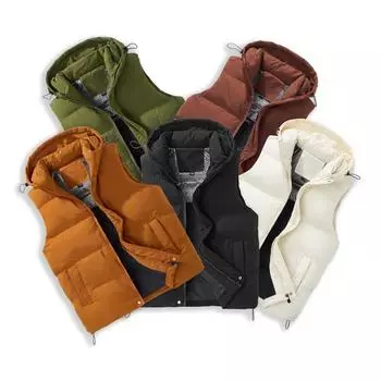 Мужская осенне-зимняя однотонная утепленная жилетка без рукавов с капюшоном большого размера для молодежи 8XL