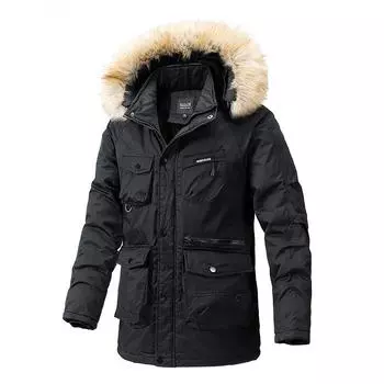 Мужская осенне-зимняя парка, ветрозащитная куртка винтажного качества, повседневная, толстая, теплая, хлопковая парка, куртка, пальто с меховым воротником, модная шапка, парка для мужчин M легкие хаки