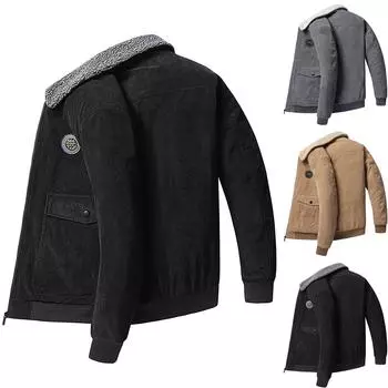 Мужская осенне-зимняя повседневная модная однотонная вельветовая куртка на пуговицах, топы XXXXL чёрный