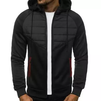 Мужская осенне-зимняя повседневная толстовка на молнии, пальто, мужской кардиган в стиле пэчворк XXXL чёрный