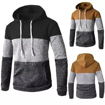 Мужская осенне-зимняя повседневная толстовка с длинными рукавами и карманами, блузка, топ L чёрный