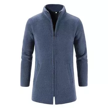 Мужская осенне-зимняя повседневная ветровка средней длины с воротником-стойкой на молнии из норкового бархата, пальто L