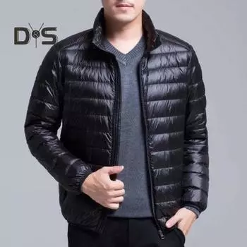 Мужская осенне-зимняя стеганая куртка с воротником-стойкой, однотонная легкая верхняя одежда с длинными рукавами и карманами на молнии, стеганое пальто 2XL чёрный