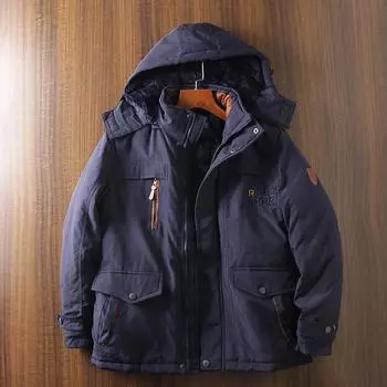 Мужская осенне-зимняя теплая одежда с хлопковой подкладкой, ворсистые и утолщенные средние и длинные водонепроницаемые куртки, отдых на открытом воздухе M чёрный