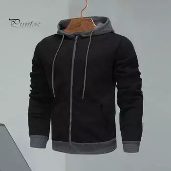 Мужская осенне-зимняя толстовка с капюшоном, длинными рукавами, однотонная, на шнурке, с застежкой-молнией, пальто, кардиган, эластичные манжеты и карманы на подоле, спортивная куртка S темно-серого