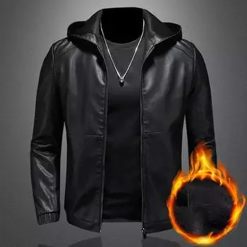 Мужская осенне-зимняя тонкая флисовая утолщенная куртка с капюшоном больших размеров теплая куртка из искусственной кожи повседневная верхняя одежда 5XL