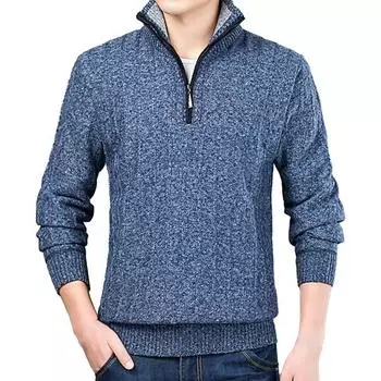 Мужская осенне-зимняя утолщенная рубашка-пуловер с V-образным вырезом и длинными рукавами на молнии, свободный верх, повседневный спортивный свитер 3XL