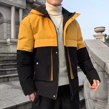 Мужская осенне-зимняя утолщенная стеганая куртка с капюшоном большого размера L синий