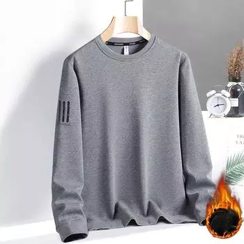 Мужская осенне-зимняя утолщенная теплая многослойная свободная повседневная рубашка-пуловер большого размера с круглым вырезом и длинными рукавами 8XL