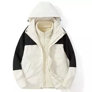 Мужская осенне-зимняя ветрозащитная куртка «три в одном» с мягкой оболочкой плюс кашемировое теплое пальто для пар L коричневый