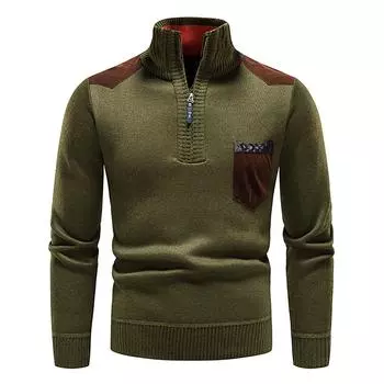 Мужская осенне-зимняя водолазка с длинным рукавом, пуловер, рубашка, блузка, топы на молнии, свитер XL кофейный