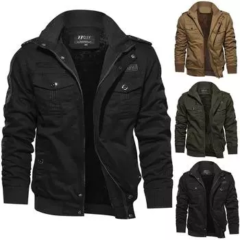 Мужская осенне-зимняя военная одежда с карманом на молнии, свободное дышащее пальто XXXXXXL чёрный