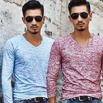 Мужская осенняя футболка с длинными рукавами, эластичный топ с V-образным вырезом, камуфляжная мужская рубашка с длинными рукавами XXXL чёрный