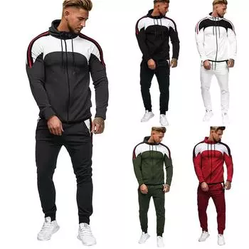 Мужская осенняя градиентная толстовка на молнии с принтом, верхние брюки, комплекты спортивного костюма, спортивный костюм L чёрный