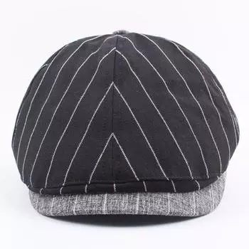Мужская осенняя хлопковая кепка в полоску в клетку с застежкой-молнией, женская повседневная кепка-берет для улицы с козырьком Adjustable светло-серый
