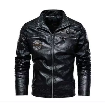 Мужская осенняя и зимняя модная куртка, кожаная куртка, повседневные куртки L чёрный