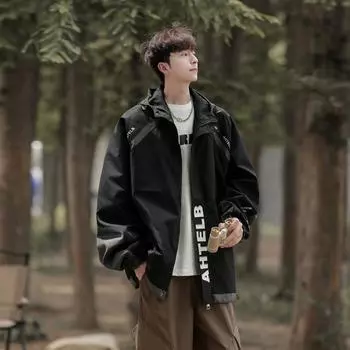 Мужская осенняя куртка Мужская повседневная куртка для пары Свободная универсальная куртка M