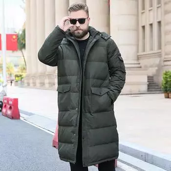 Мужская осенняя куртка Plus Plus Plus Plus из плюша, толстая, повседневная, универсальная, с воротником-стойкой, длинная, выше колена, теплая и ветрозащитная, на молнии, с капюшоном, теплая, свободная куртка 10XL