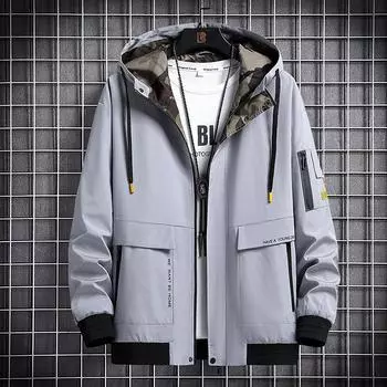 Мужская осенняя модная повседневная куртка большого размера с толстым капюшоном XL чёрный