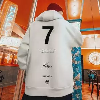 Мужская осенняя модная толстовка с капюшоном, национальный тренд, размер плюс (8XL), Парная куртка на бархатной подкладке. XL