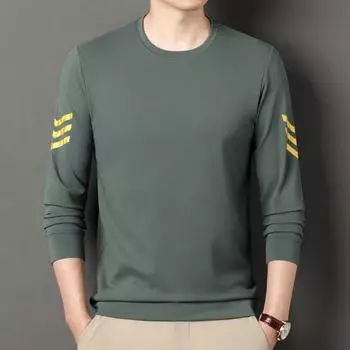 Мужская осенняя мужская футболка с круглым вырезом и длинным рукавом, модная корейская молодежная модная повседневная толстовка для мужчин M