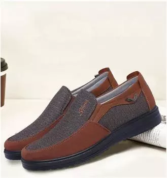 Мужская осенняя нескользящая повседневная обувь больших размеров для среднего и пожилого возраста, весенняя обувь с круглым носком 48 чёрный