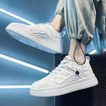 Мужская осенняя новая дышащая сетчатая спортивная обувь на платформе с увеличенным размером, студенческие теннисные баскетбольные мужские модные трендовые повседневные кроссовки 39 серый