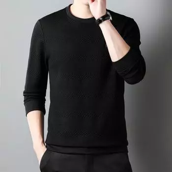 Мужская осенняя новая футболка с длинными рукавами и круглым вырезом, повседневная универсальная толстовка с капюшоном, майка для мальчика M