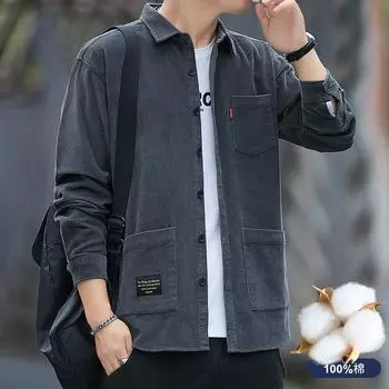 Мужская осенняя новая рабочая рубашка-куртка молодежная модная тенденция повседневные мужские универсальные топы куртки для активного отдыха M