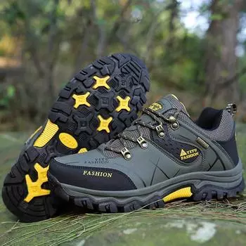 Мужская осенняя обувь, водонепроницаемые противоскользящие противоударные ботинки для альпинизма на открытом воздухе, альпинистские походные ботинки, большой размер 39-47 39 чёрный