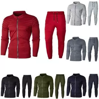 Мужская осенняя однотонная толстовка на молнии с верхними штанами, спортивный костюм, спортивный костюм