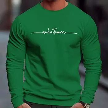 Мужская осенняя повседневная футболка с длинным рукавом и круглым вырезом 2025 года, новые мужские спортивные топы с цифровой музыкальной печатью, зимняя нижняя рубашка M