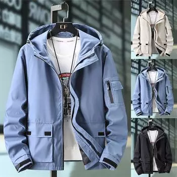 Мужская осенняя повседневная камуфляжная печать плюс размер толстовка с капюшоном двусторонняя одежда тонкое пальто XXL бежевый