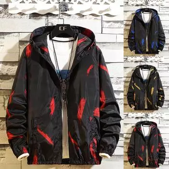 Мужская осенняя повседневная камуфляжная печать плюс размер толстовка с капюшоном двусторонняя одежда тонкое пальто XXXXL синий