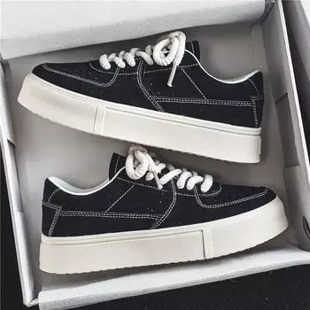 Мужская осенняя повседневная обувь для скейтбординга, мужские удобные черные кроссовки на толстой подошве, легкие универсальные прогулочные теннисные туфли для мужчин 39 чёрный