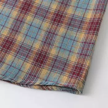 Мужская осенняя повседневная свободная клетчатая рубашка с длинным рукавом на пуговицах M синий