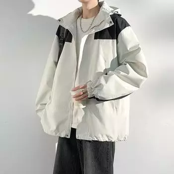 Мужская осенняя повседневная водонепроницаемая куртка для активного отдыха, модная ветровка с капюшоном, пальто для скалолазания, походов, кемпинга, унисекс, куртка на молнии M чёрный