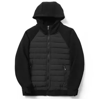 Мужская осенняя пуховая куртка для осени и зимы, однотонная простая свободная куртка с капюшоном M