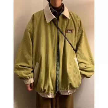 Мужская осенняя ретро-пальто с цветовым дизайном, свободная повседневная куртка с длинным рукавом 3XL зелёный