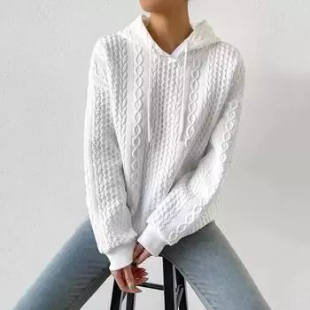 Мужская осенняя толстовка с капюшоном в вафельном стиле в гонконгском стиле — свободная, модная, куртка для пары M белый