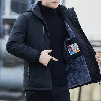 Мужская осенняя верхняя одежда Зимнее брендовое пальто Повседневная теплая мужская толстая водонепроницаемая куртка Парки Пальто Ветрозащитная шапка Парки Куртка Парки XXXXXL чёрный