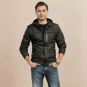 Мужская осенняя ветровка с капюшоном и карманами на молнии, утолщенная подкладка, однотонная повседневная толстовка с капюшоном для зимнего активного отдыха XS хаки