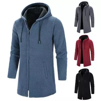 Мужская осенняя зимняя повседневная ветровка средней длины с воротником-стойкой на молнии из норкового бархата, пальто L чёрный