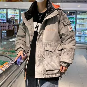 Мужская парка 90 пух белый утиный пуховик мужская короткая рабочая куртка мужская камуфляжная одежда новая зимняя M