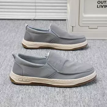 Мужская парусиновая обувь 2024 года, летние новые однопедальные тканевые туфли с дышащим верхом Cross-Border Board Shoes, ленивые тканевые туфли для вождения 39 серый