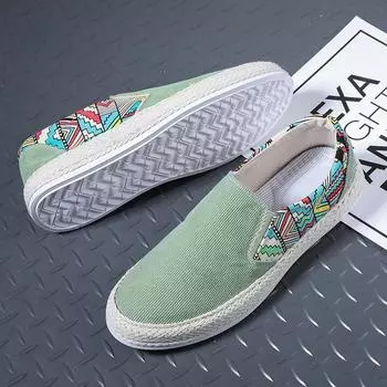 Мужская парусиновая обувь, черные повседневные лоферы на плоской подошве в стиле ретро, весенние модные дышащие нескользящие теннисные туфли Masculino Zapatillas Hombre 39 чёрный