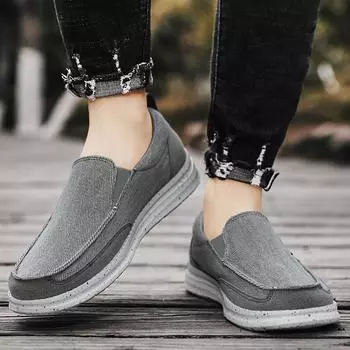 Мужская парусиновая обувь для отдыха на открытом воздухе, черные кроссовки без застежек, повседневные туфли цвета хаки с широким носком для дальних больших размеров, легкие EU: 39 хаки